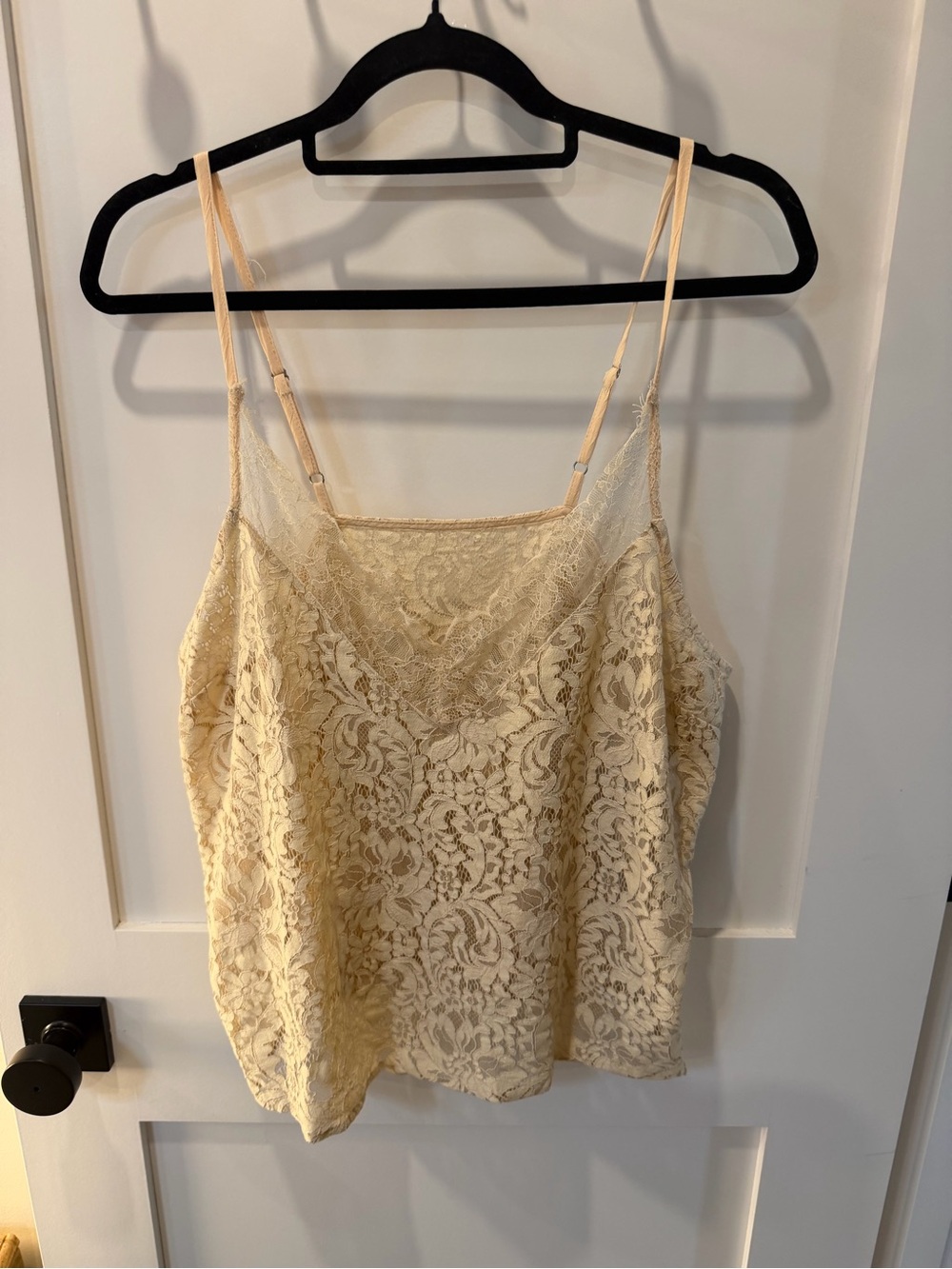Lace V-Neck Camisole Tank Top in Cream